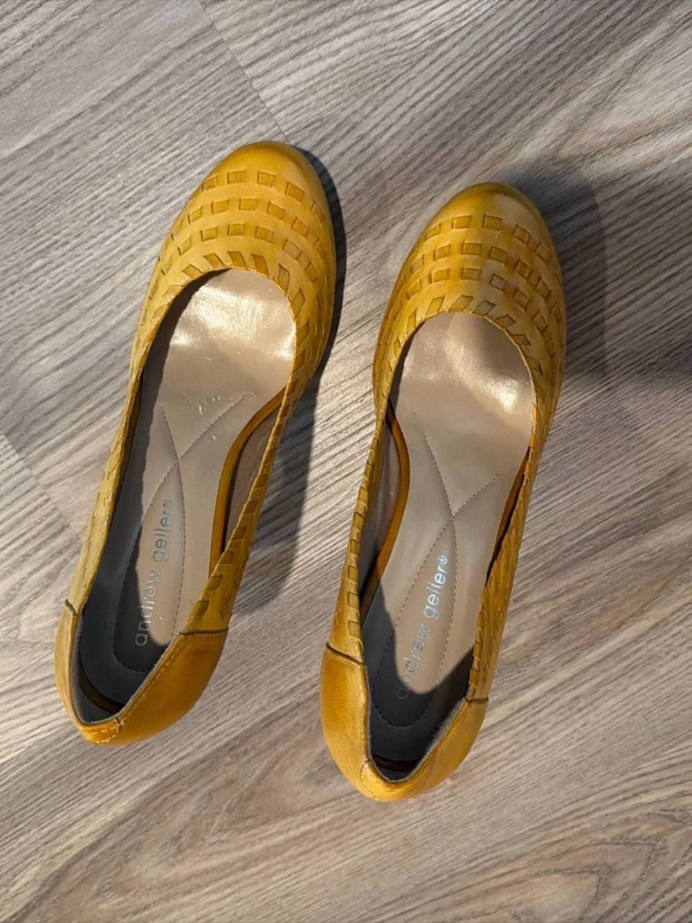 Othr Mustard Yellow Woven Platform High Heels